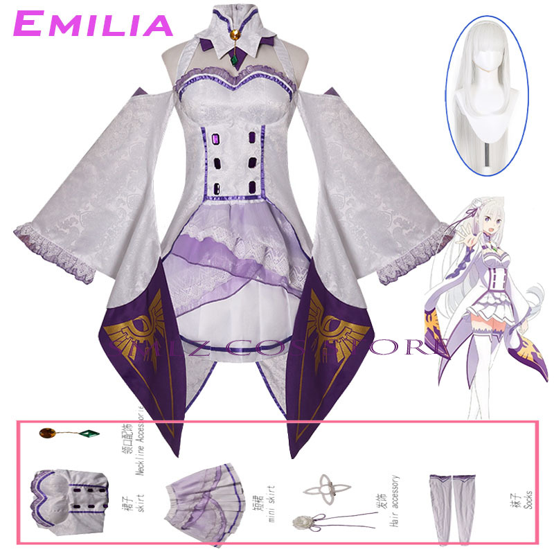 Emilia Cosplay Anime Re Zero K - đánh giá và giá Anime Cosplay Ladies